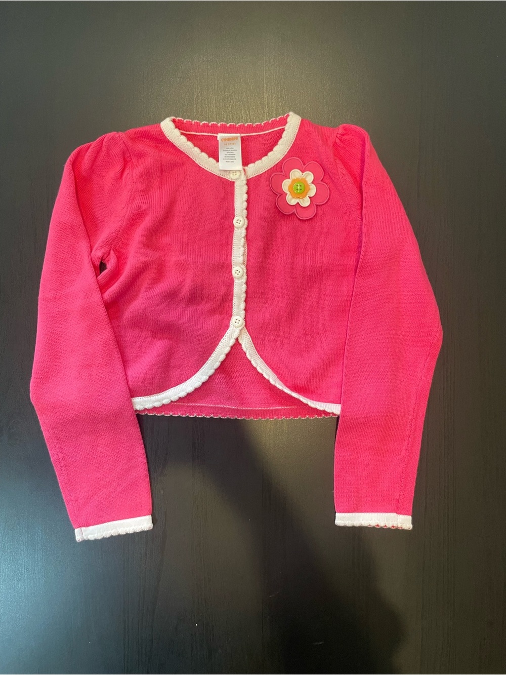 Gymboree Bright Pink Knit Cardigan with Flower Applique